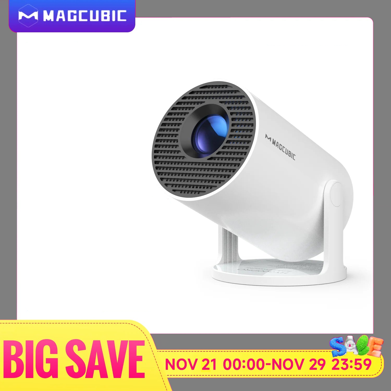 Portable home cinema projector used for movie night entertainment